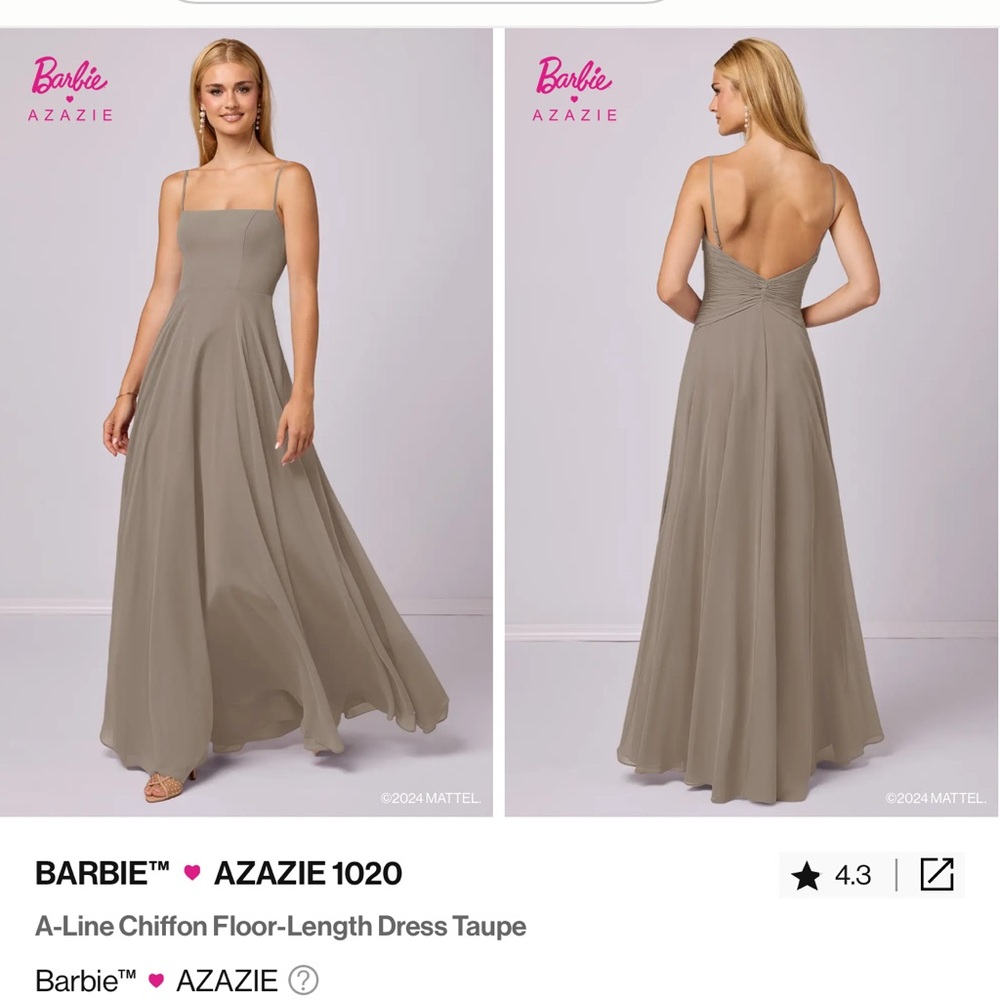 Taupe A-Line Chiffon Dress